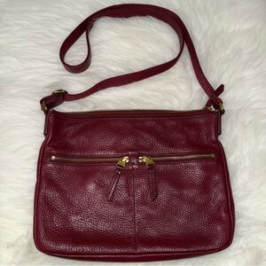Fossil Maroon Leather Shoulder Bag